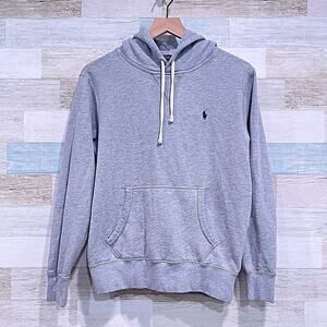 POLO Ralph Lauren The RL Fleece Hoodie Heather Gray Kangaroo Pocket Mens XS